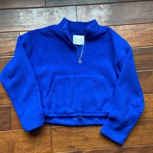 Bright Blue Fleece Crop Pullover